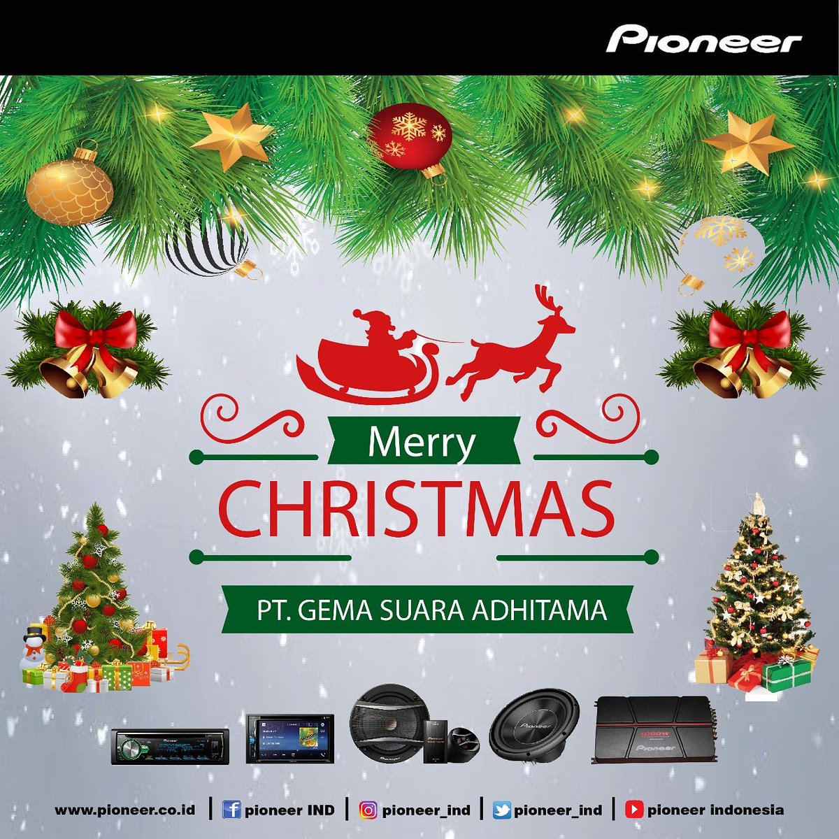 Pioneer Indonesia mengucapkan Selamat Hari Natal untuk semua yang merayakan. Semoga damai Natal selalu ada disetiap kita. Dan berharap kesuksesan serta kebahagiaan selalu menyertai kita semua.
.
Merry Christmas! ❤️
.
#PioneerIndonesia #Christmas #Wishes #CarAudio #Pioneer