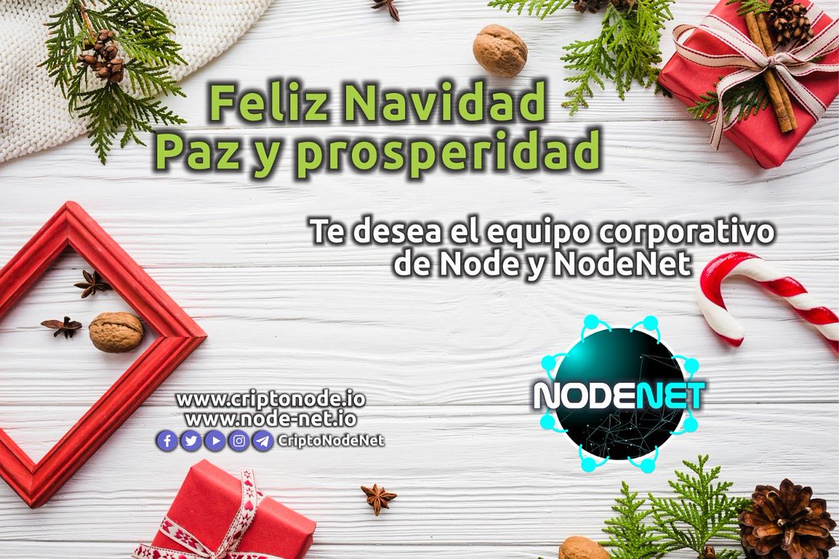 CriptoNodeNet's tweet photo. Feliz Navidad
Paz y prosperidad te desea el equipo corporativo de Node y NodeNet
¡Compra NODE!
#Node #NodeNet #Emprendimiento #Liderazgo #Blockchain #Bitcoin #Equipo #Team #Networker #Marketing #Inversion #Criptomoneda #WeGoForMore #VamosPorMas #YoMeEducoConNode #YoUsoNode https://t.co/fIx8Piw9bL