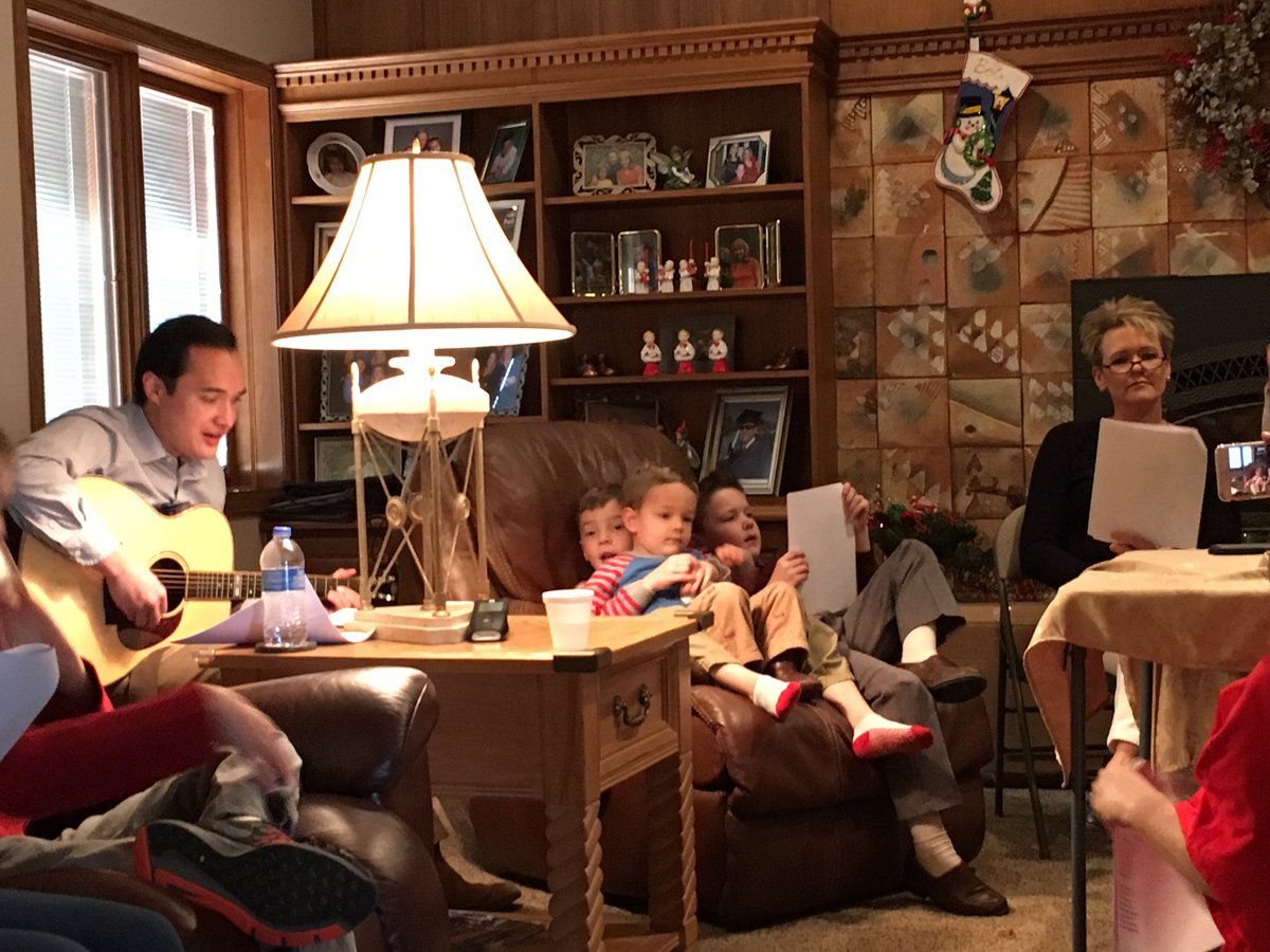 Singing Christmas carols with family