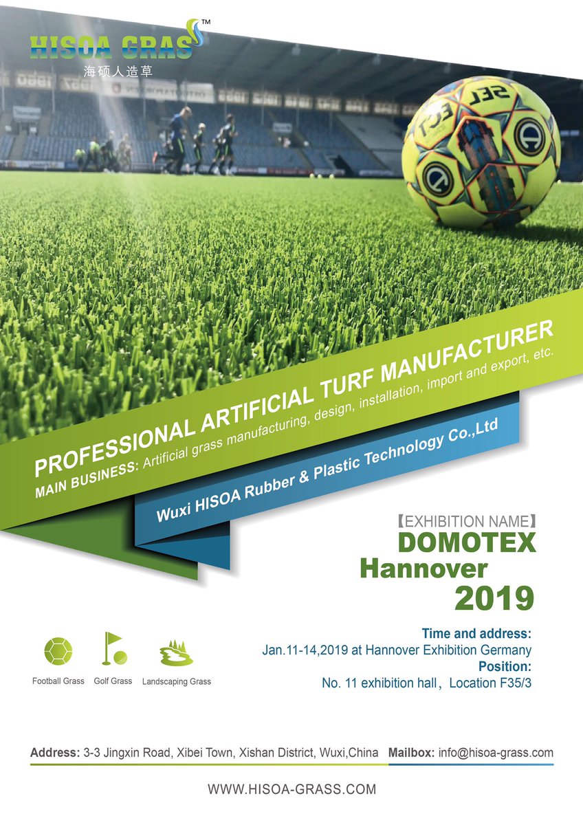 ChristineGu3's tweet photo. Merry Christmas to everyone ~HISOA Grass is going to take part in 2019 DOMOTEX Hannover exhibition from Jan 11-14th 2019. See you at Hall No.11, booth F35/3 https://t.co/RbPlxoWlSS