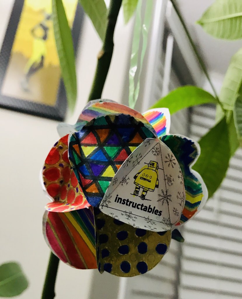 Thanks for <a href="/instructables/">instructables</a> 
My kid coloured and made it independently #iblesOrnament. Nice holiday paper craft! 
#papercraft #holidaycraft