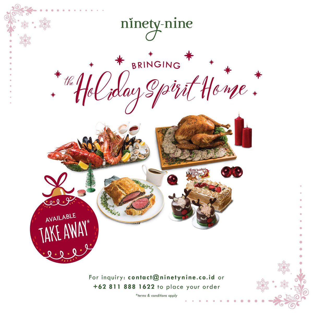 A range of offers ready to spice things up from Ninety-Nine to greet you during holiday season! Don't miss out on Ninety-Nine's Christmas takeaway selections as well.