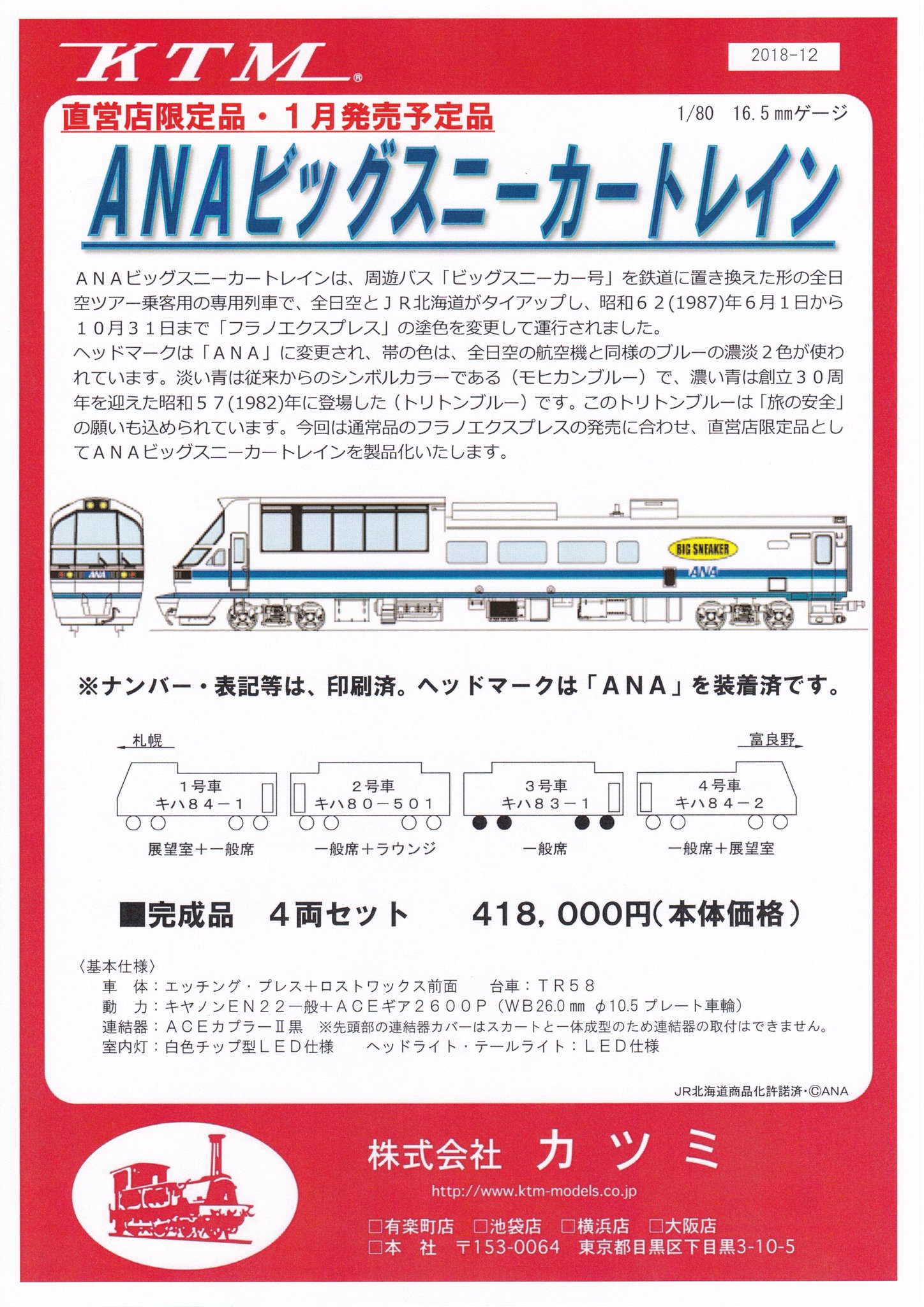 フラノエクスプレス ANAビッグスニーカートレイン 鉄道模型
