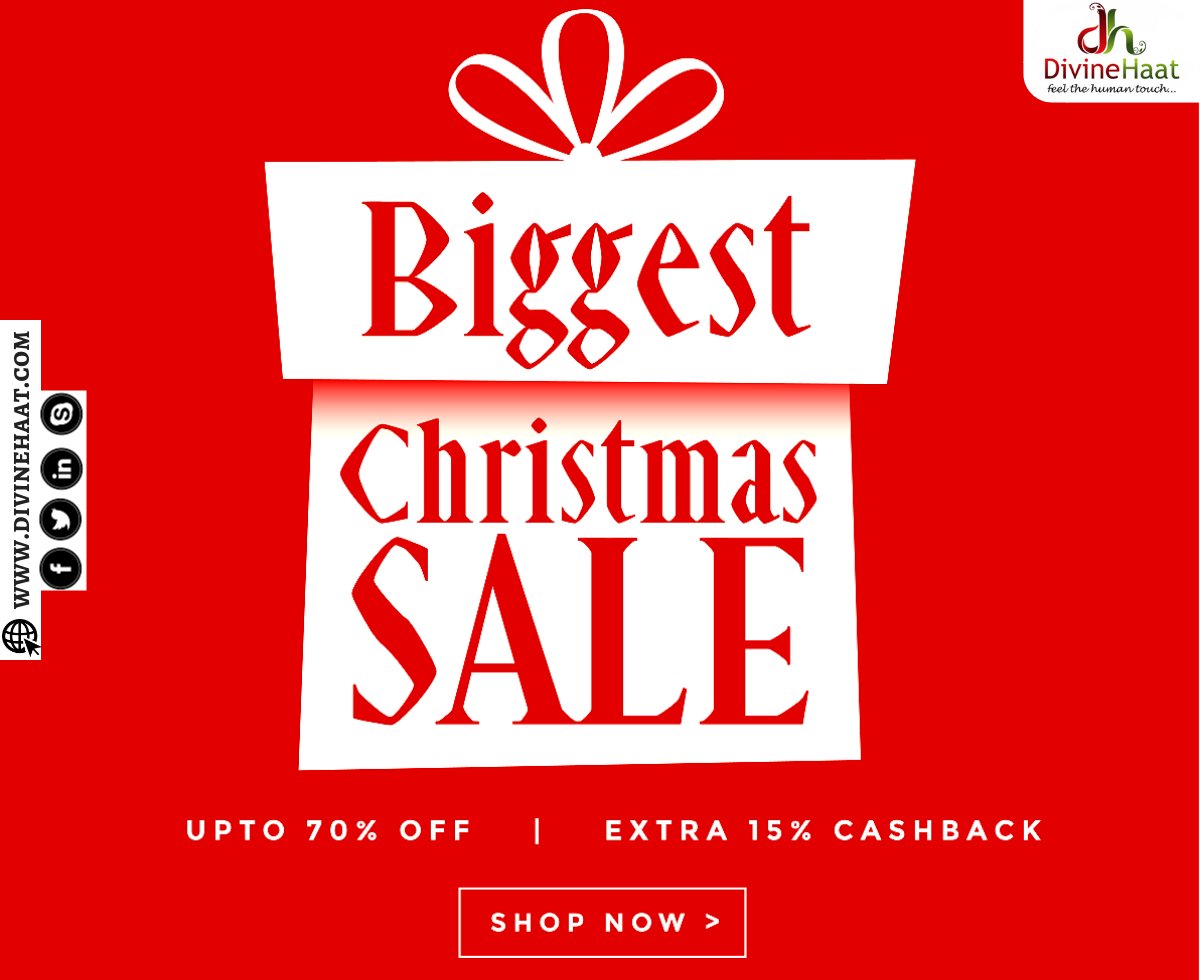 DivineHaat's tweet photo. May your Christmas sparkle with moments of love, laughter and goodwill. And may the year ahead be full of contentment and joy. Have a Merry Christmas and we look forward to seeing you in 2019. Shop &amp; get best discounts.
#Divinehaat #Christmassale #Merrychristmas #Christmasdaysale https://t.co/BqmqhUkkV4