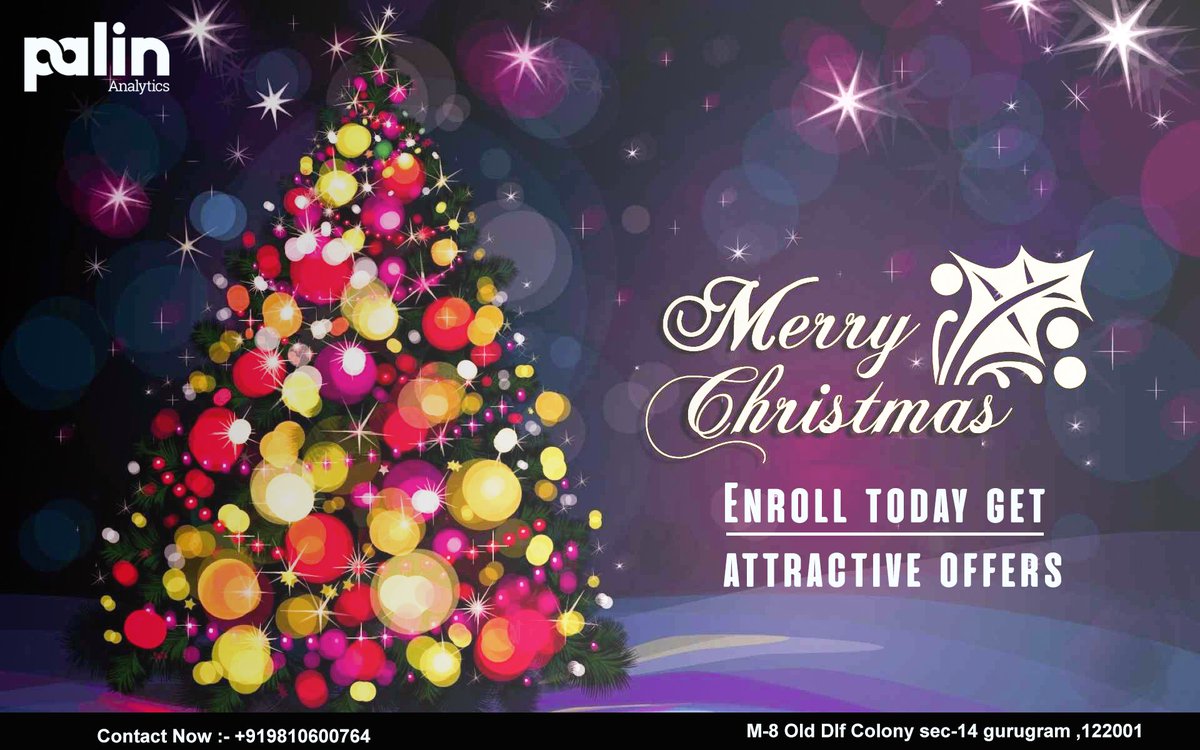 palinanalytics's tweet image. Merry Christmas to all!
Get registration today! and Chance to get exciting offers on selected courses today. Call us: 9810600764, 0124-4361441
#Christmasoffer #Merrychristmas #palinanalytics #machinelearning #datascience