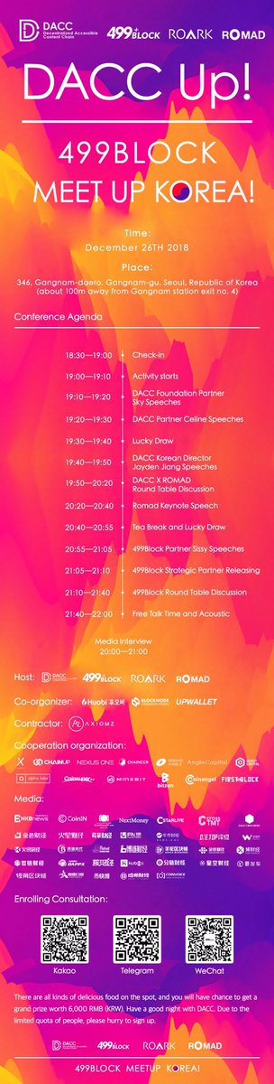 499_Block's tweet photo. #DACC UP!499BLOCK MEET UP KOREA!#
December 26 TH 2018
346, Gangnam-daero, Gangnam-gu, Seoul, Republic of Korea（about 100m away from Gangnam station exit no. 4）
See U There https://t.co/m3GOwOvNub