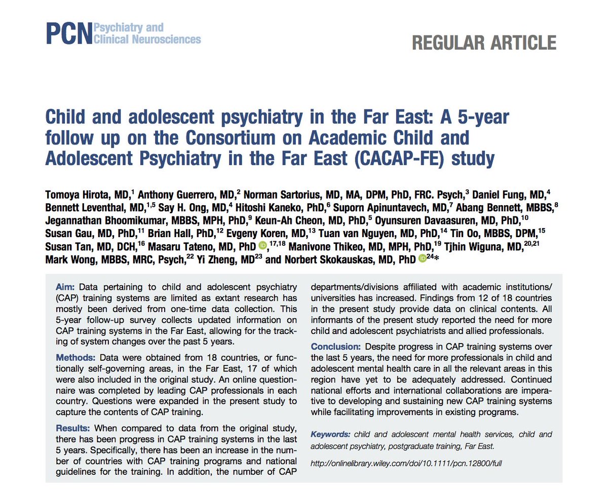 PCN_Psychiatry's tweet photo. A new article has just published! "Child and adolescent psychiatry in the Far East: A 5‐year follow up on the Consortium on Academic Child and Adolescent Psychiatry in the Far East (CACAP‐FE) study" by Hirota et https://t.co/fOIQiR4OOe
#ChildPsychiatry #FarEast #FollowupStudy https://t.co/M2v82SB67L
