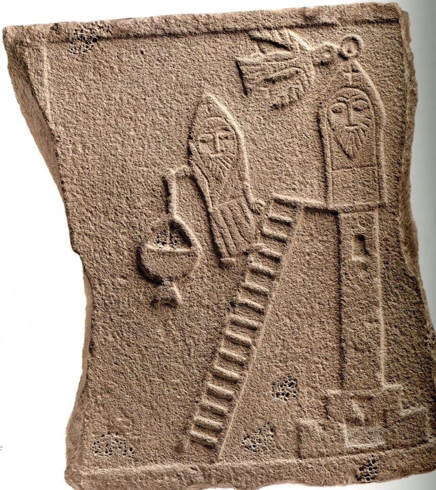 St Symeon Stylites on his pillar looking forward to his Christmas dinner, just being brought up the ladder by a friend  (5th/6thC Syrian relief, metmuseum.org/exhibitions/li…)