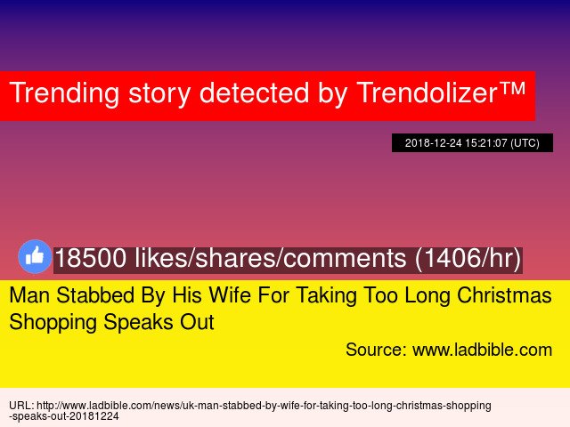 Trendolizer's tweet image. Man #StabbedBy His Wife For Taking Too Long Christmas Shopping Speaks Out #StuartSimpson trendolizer.com/2018/12/man-st…