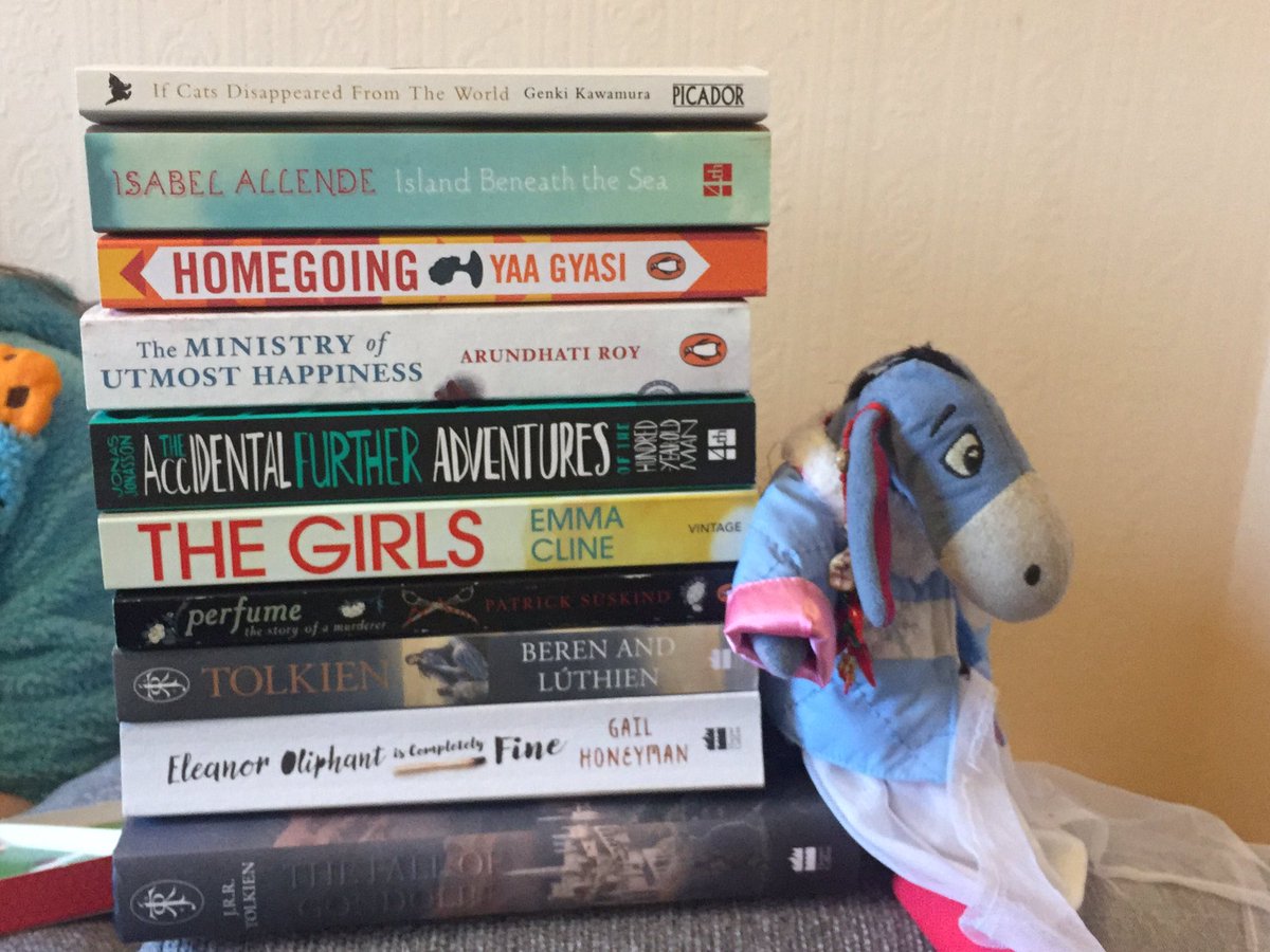 KatayaMW's tweet photo. Miss Eeyore is pretty darn happy with her Festive book haul @JuliaLittleboy @glastomatriarch #christmasbooks #books #ChristmasDay2018 https://t.co/B5IA0aXdTW