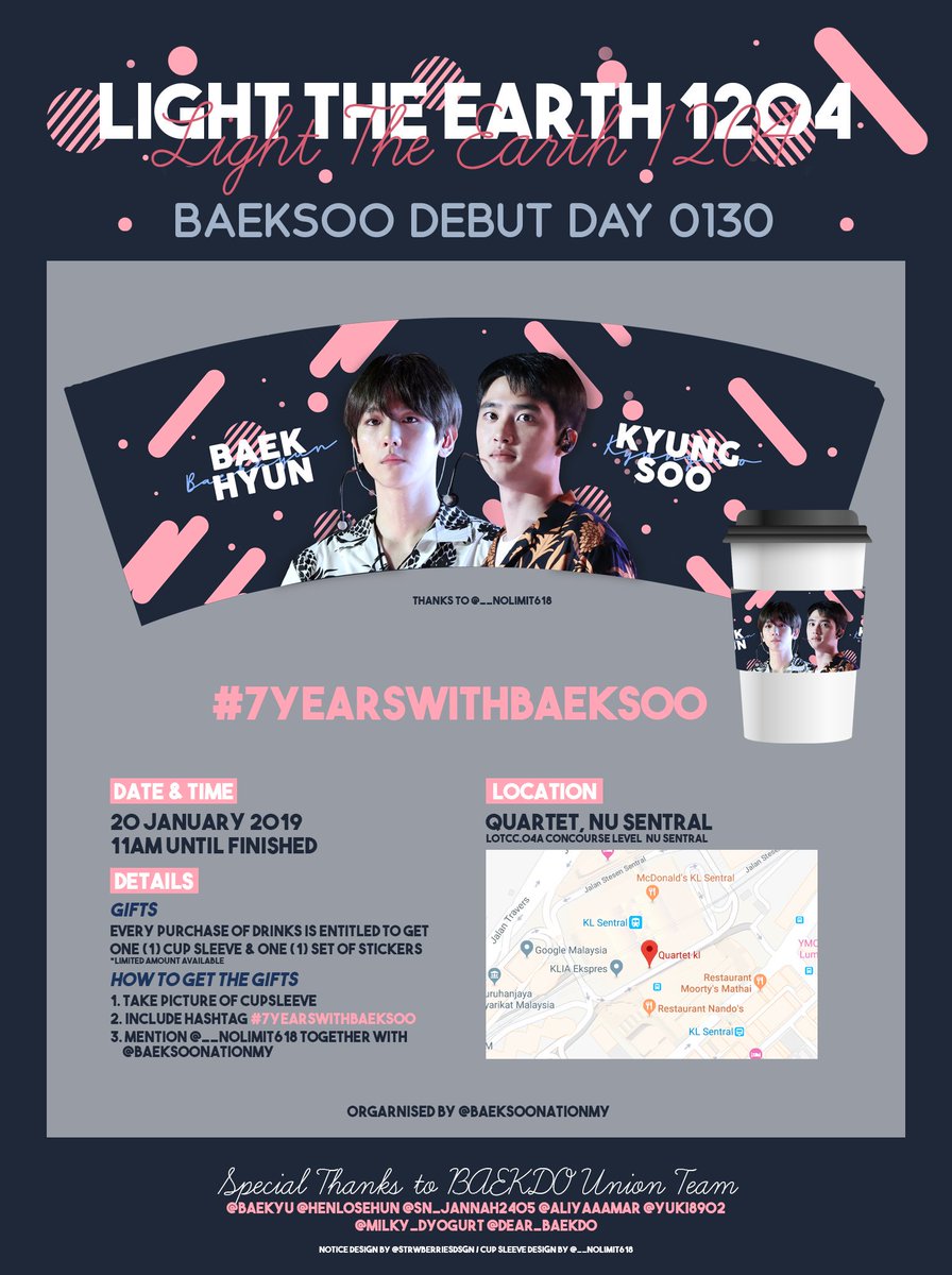 BAEKSOONATIONMY's tweet photo. Finally!

We are happy to announce our first collaboration project with multiple fan accounts! 
For our 1st BaekSoo Cupsleeve Event in Malaysia!

Please look forward to this 20th of January for the event and come join us 'ㅅ'!  #7YearsWithBaekSoo

More info under this thread 🔽 https://t.co/5nhPapodSq