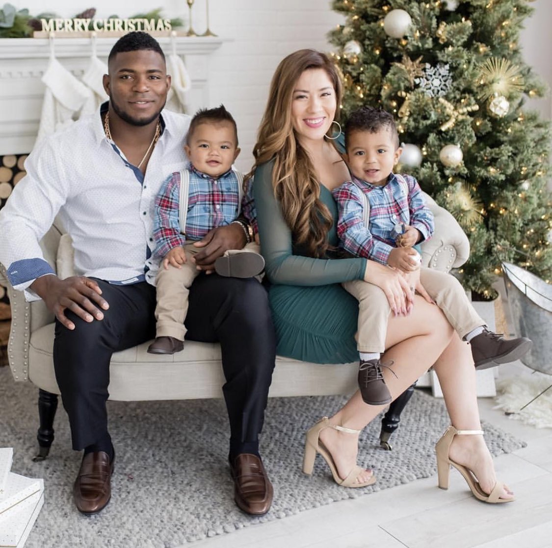 Yasiel Puig on X: Merry Christmas from my family, to yours! 🎅❤️🎄  #christmas #holidays #santa #kids  / X