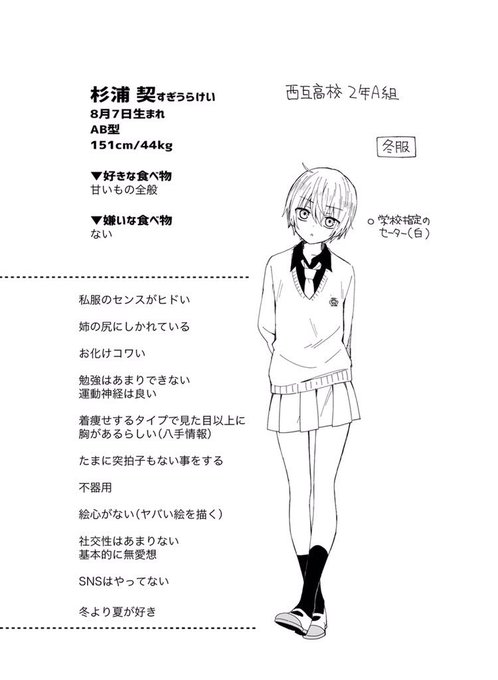 けーちゃんの【キャラ詳細設定】。
やっぱ、ボーイッシュ娘は最高ですな。💕
次回は、八手いきますー!

#スクゾ #スクールゾーン 