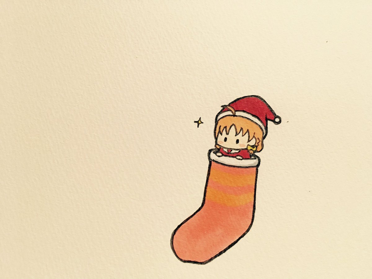 takami chika 1girl hat santa hat solo orange hair ahoge simple background  illustration images