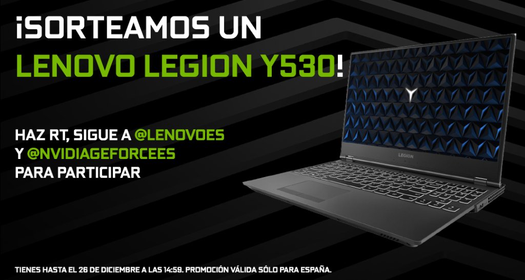 NVIDIAGeForceES's tweet image. ¡Feliz día de Navidad a todos! Para celebrarlo, hoy sortearemos un Lenovo Legion Y530 🤩 cortesía de @LenovoES 

✅ Haz RT a este tuit.
✅ Sigue a @LenovoES 
✅ Síguenos en @NVIDIAGeForceES 
🕒 Tenéis hasta las 14:59 del 26 de diciembre para participar.

¡Suerte a todos! ❄