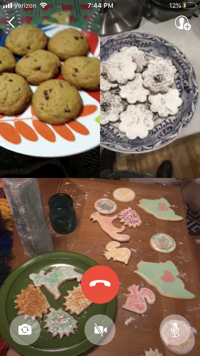 🍪 International Cookie Party 2018 w/my nephew in Ecuador and bff in Maine. Love the new @WhatsApp feature that allows for multiple callers! 🍪 #internationalfamily #cookietraditions #techforgood