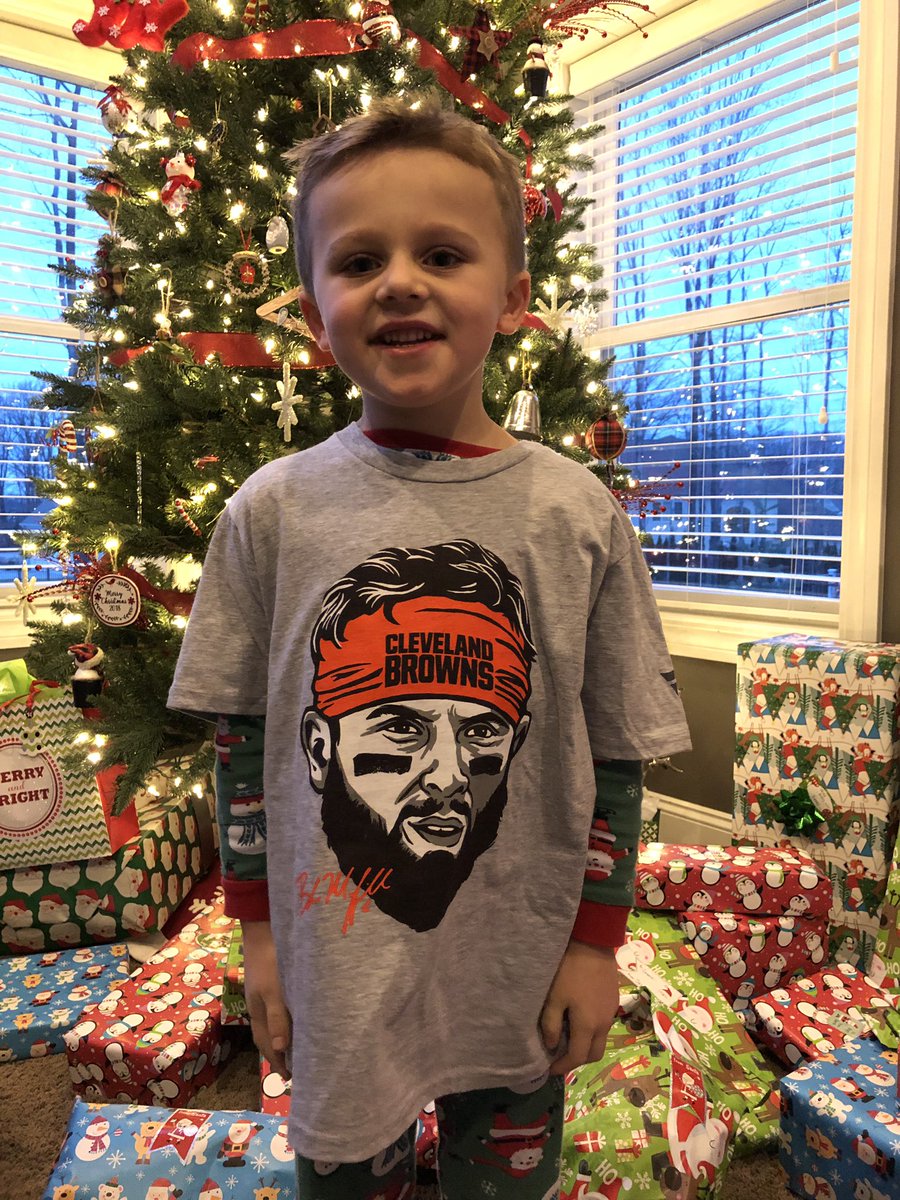 thomabbott1's tweet photo. Woke up feeling dangerous on this Christmas morning! @bakermayfield @Browns https://t.co/wnecGK5k2f