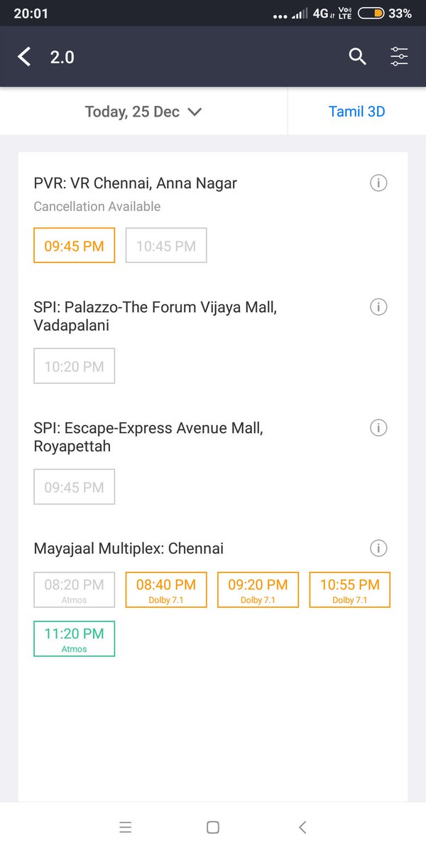 akshayrenukdas's tweet photo. #2Point0 on 27th Day #blockbuster2point0 #Chennai
#2Point0 is unstoppable in South
Almost all remaining night shows are 85-90% occupied already.. While maximum shows are already #SoldOut
Tsunami🌊
#Unstoppable2Point0
@akshaykumar sir and @rajinikanth sir🙏🙏🙏👌 https://t.co/fJ1i1ifMZv