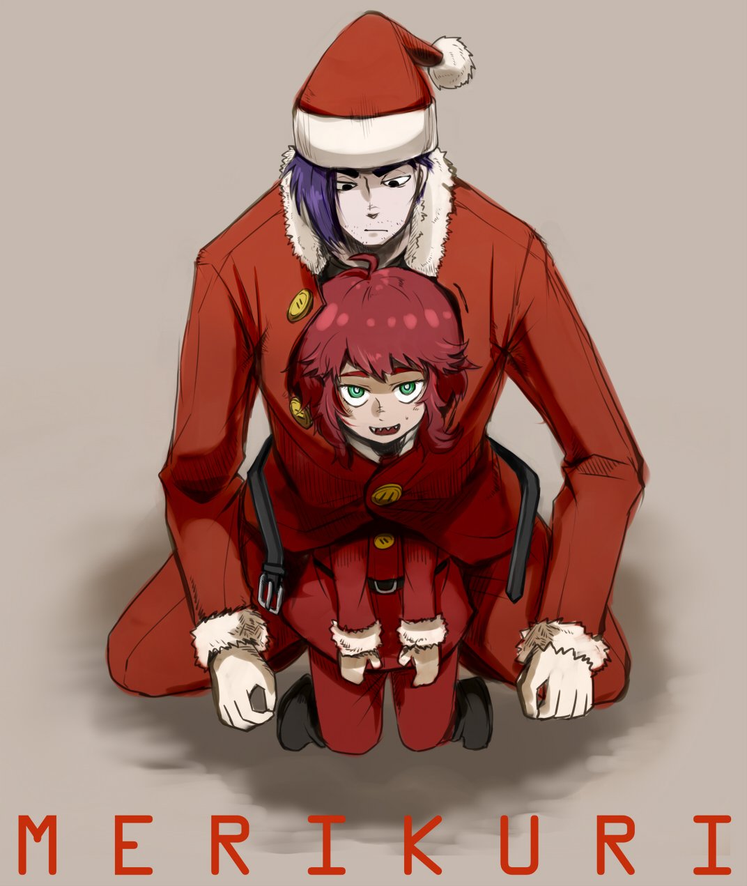 Gunka Twitterren クリスマス滑り込み絵 リンダキューブごっこをしたい牧場主と馬鹿げたサンタ服をさっさと脱ぎたいセバスチャンさん