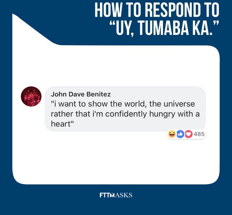theMELYNnial's tweet photo. Hi @chicogarcia topic suggestion inspired by fb post. It can be a respond to any questions especially during reunions with the โtitasโ
#HowToRespond
Ex: https://t.co/KFXAOyKAvA