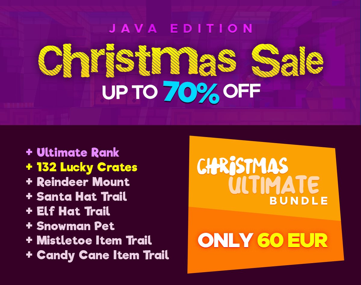theHiveMC's tweet image. JAVA SALE &amp;amp; GIVEAWAY! We're also running a Java store sale. Save up to 70% and get your hands on some INSANE bundles!

#RETWEET &amp;amp; #FOLLOW if you want to enter our Christmas Ultimate giveaway! Two winners will be picked tomorrow ❤️

▶️ storeredirect.hivemc.com