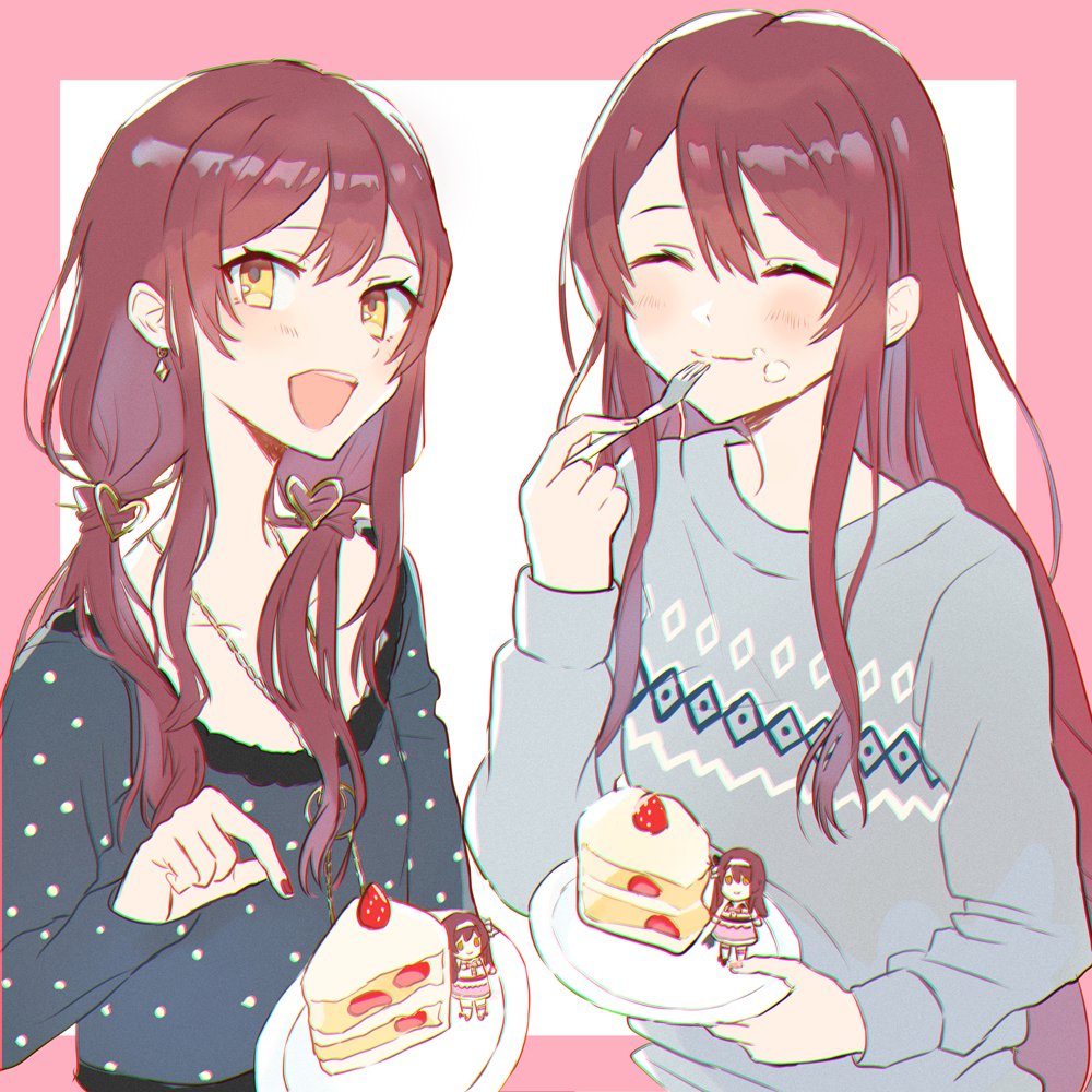osaki amana ,osaki tenka multiple girls food sisters 2girls siblings twins cake  illustration images
