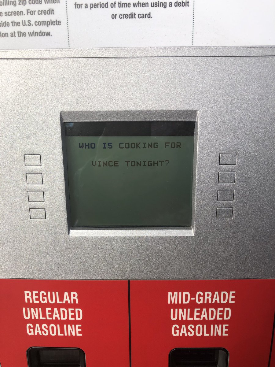 InkedDink's tweet photo. Getting gas at @HarrisTeeter and this pops up! So #whoscookingforvince ?!? https://t.co/fU07wYx12I