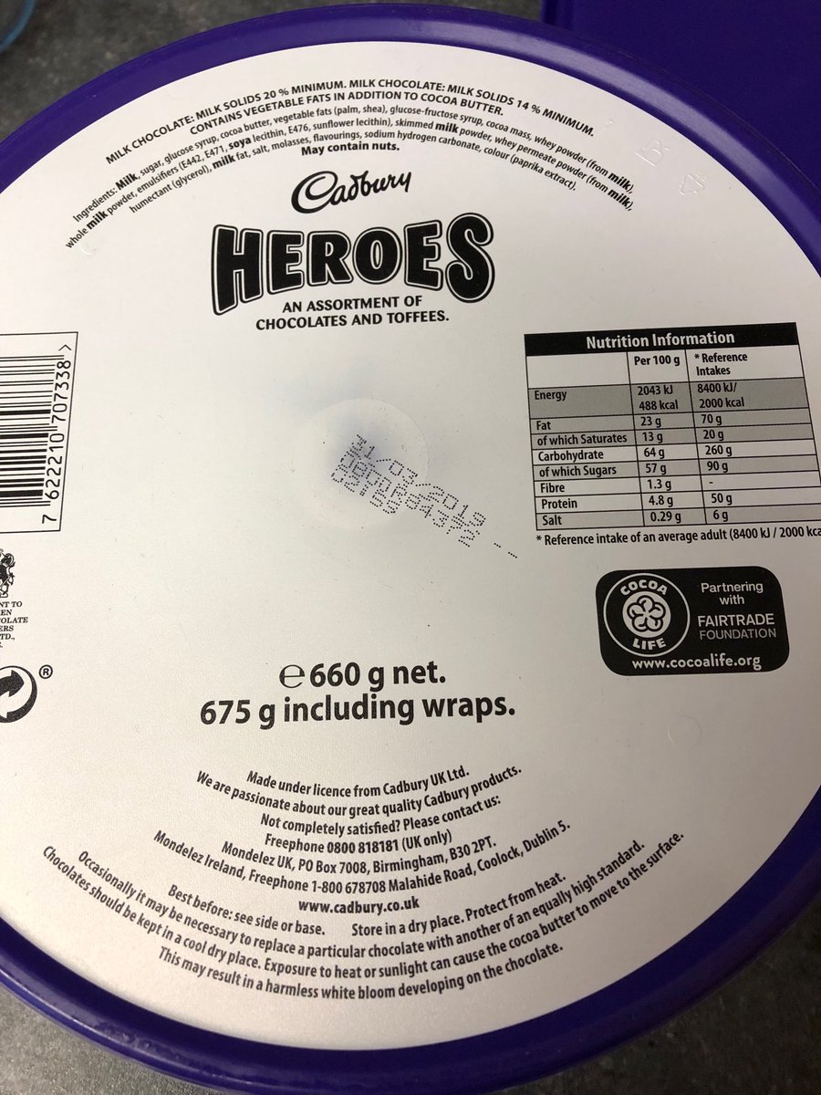 bones2183's tweet photo. ⁦@CadburyUK⁩ just opened my pot of heroes and think there is few missing! Only half the weight listed on the pot! https://t.co/kFLdP5Jxjr