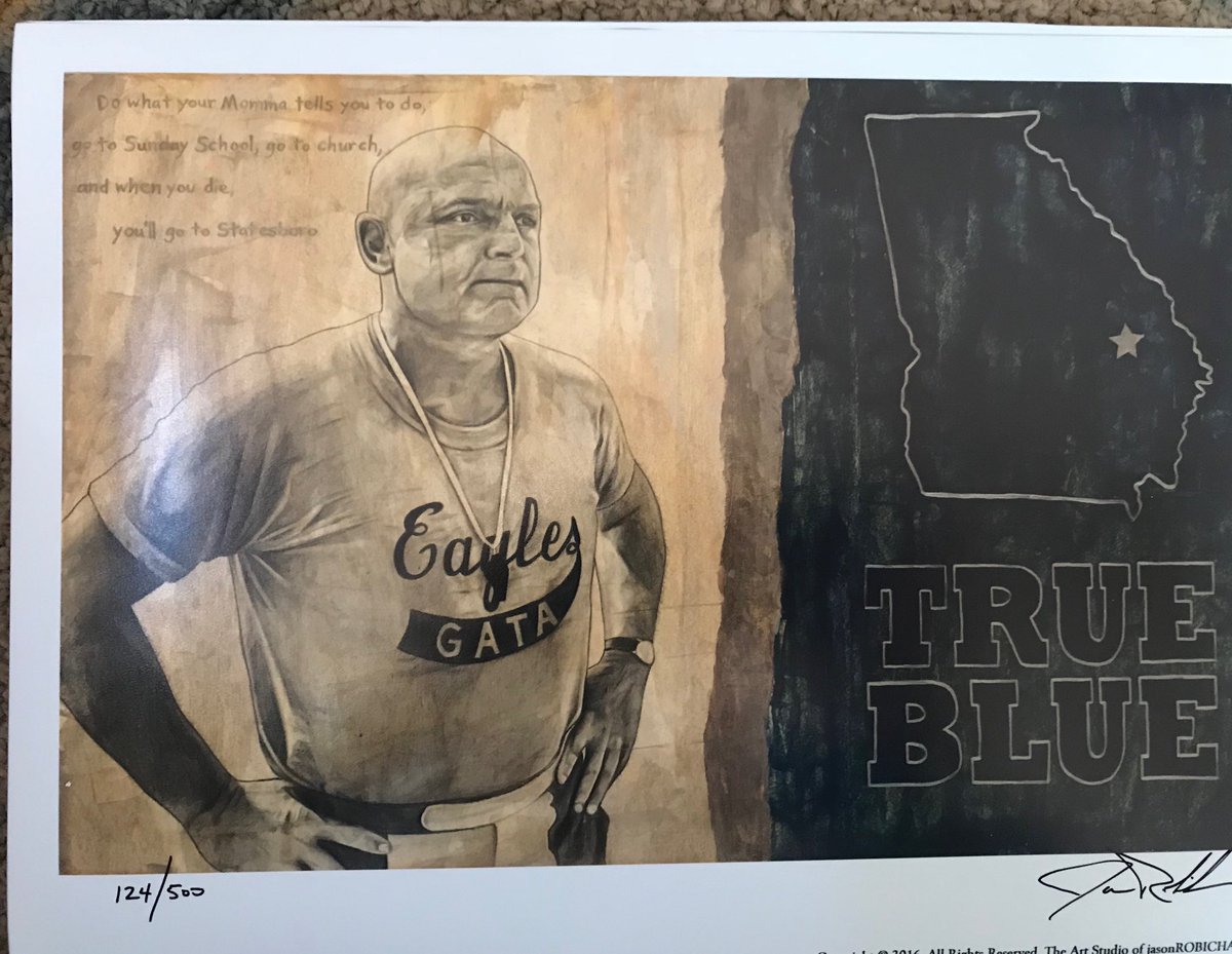DekleJeff's tweet photo. One of my gifts.   A legend, Coach Erk Russell.  Merry Christmas to all.  #GATA #GSEagles #Hailsouthern https://t.co/cwhABDRTe3