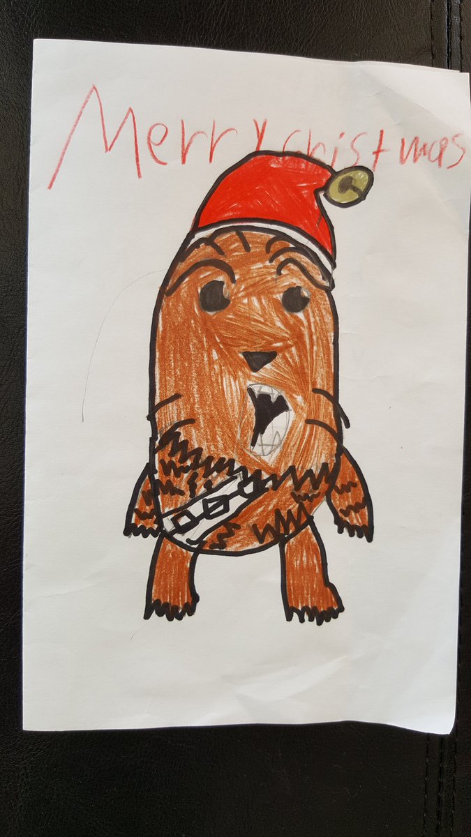 Best Christmas card ever! 8 year olds think of everything! #ChewbaccaChristmas