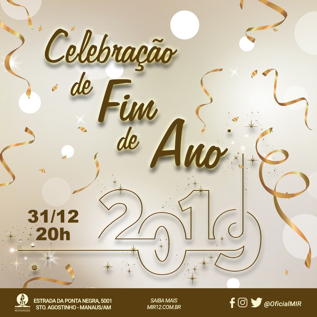 No dia 31 de Dezembro, às 20h, no <a href="/OficialMIR/">MIR Oficial</a>, traga a sua família, reúna os seus discípulos e venha para a Igreja. Mais uma vez, estaremos juntos para agradecer a Deus por tudo o que Ele nos permitiu viver neste ano e para entregarmos a Ele os nossos plano para 2019.
