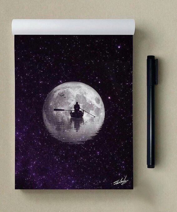 امنحني حبًا أعيش بهِ مطمئنًا، امنحك عشقًا يصل بك إلى القمر" . . 🌕🌌