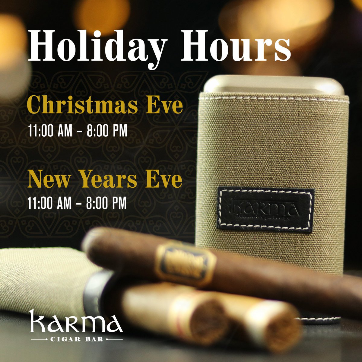 HOLIDAY HOURS || Take some time to relax and enjoy a cigar this holiday season. We will be closed on both Christmas and New Year’s Day. #cigars #cigargifts #christmas #holidays #christmasgifts #humidors #smoke