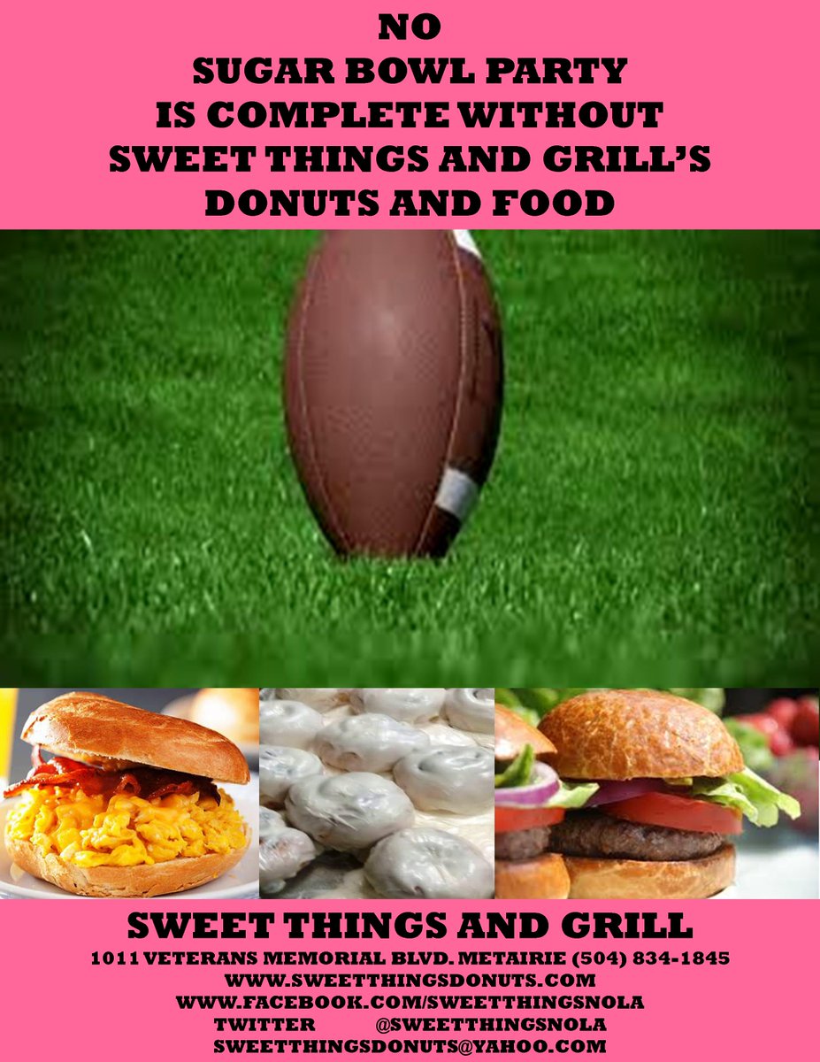 SweetThingsNola's tweet photo. When you want great donuts, you want Sweet Things and Grill. 24/7 gaming on site.
https://t.co/UuhjgL9Gy8 https://t.co/FIAOYtZN2U
