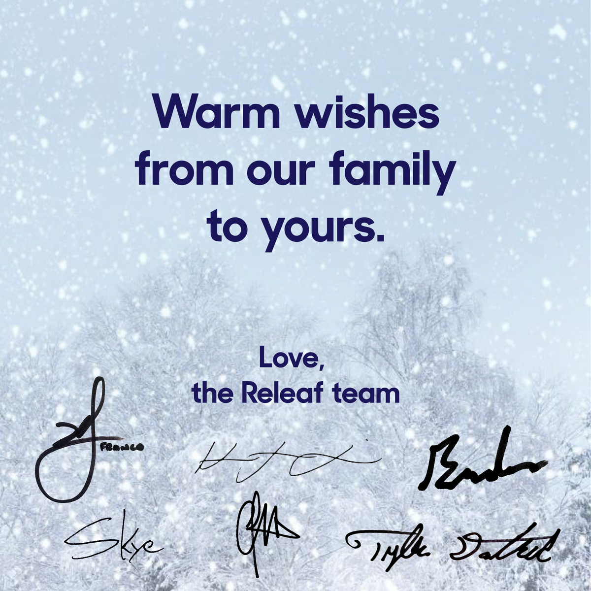 releafapp's tweet image. #HappyHolidays from our family to yours. We hope you are enjoying today with your loved ones and friends. Provide a priceless gift to someone by introducing them to #ReleafApp so they can begin to take a #mindful approach to their health and wellness. 
releafapp.com