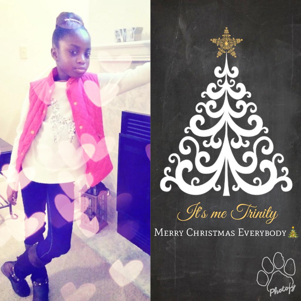 IAmTrinitySims's tweet photo. @AMHorsford @GapKids @TheEllenShow @tylerperry @Oprah @CynthiaBailey10 @BLACKGIRLSROCK @GarcelleB @RalphLauren @DisneyStudios It's me Trinity, Merry Christmas everyone. Remember to put a ☺ on someones heart today, you'll be glad you did. #ItsMeTrinity🎄😘💖 https://t.co/RYGjRKikfF