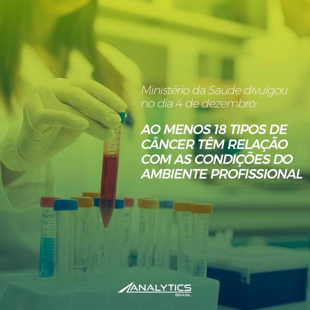 AnalyticsBR's tweet image. Cerca de 900 tipos de agentes cancerígenos foram identificados em locais de trabalho. O Ministério da Saúde é enfático sobre a necessidade de investimento em prevenção de fatores de risco.