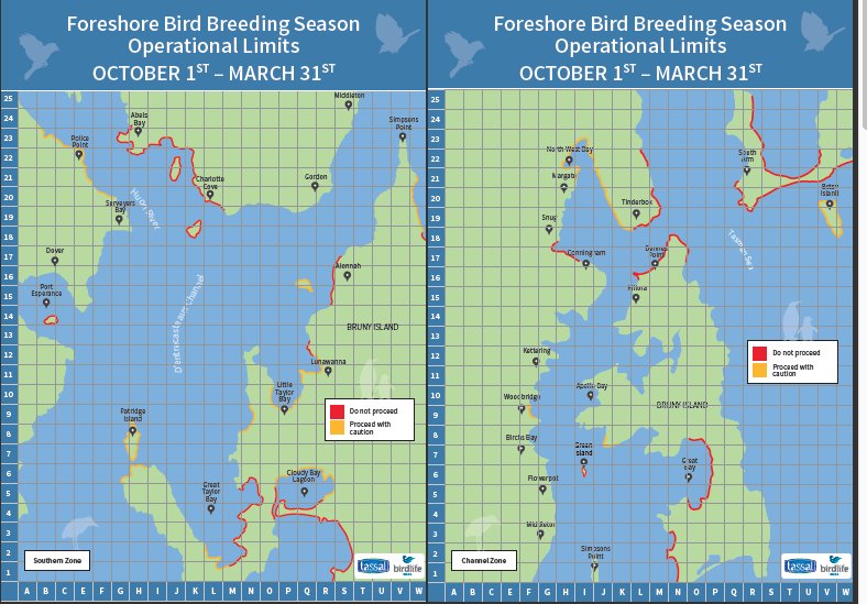 #MarineDebris #CoastalWeeds. <a href="/BirdLifeTas/">BirdLife Tasmania</a>, State Govt. Marine Farming Branch and aquaculture industry through <a href="/TassalSalmon/">TassalSalmon</a> have produced seasonal "no-go" maps for large scale shoreline clean-ups, to protect our nesting seabirds and shorebirds.