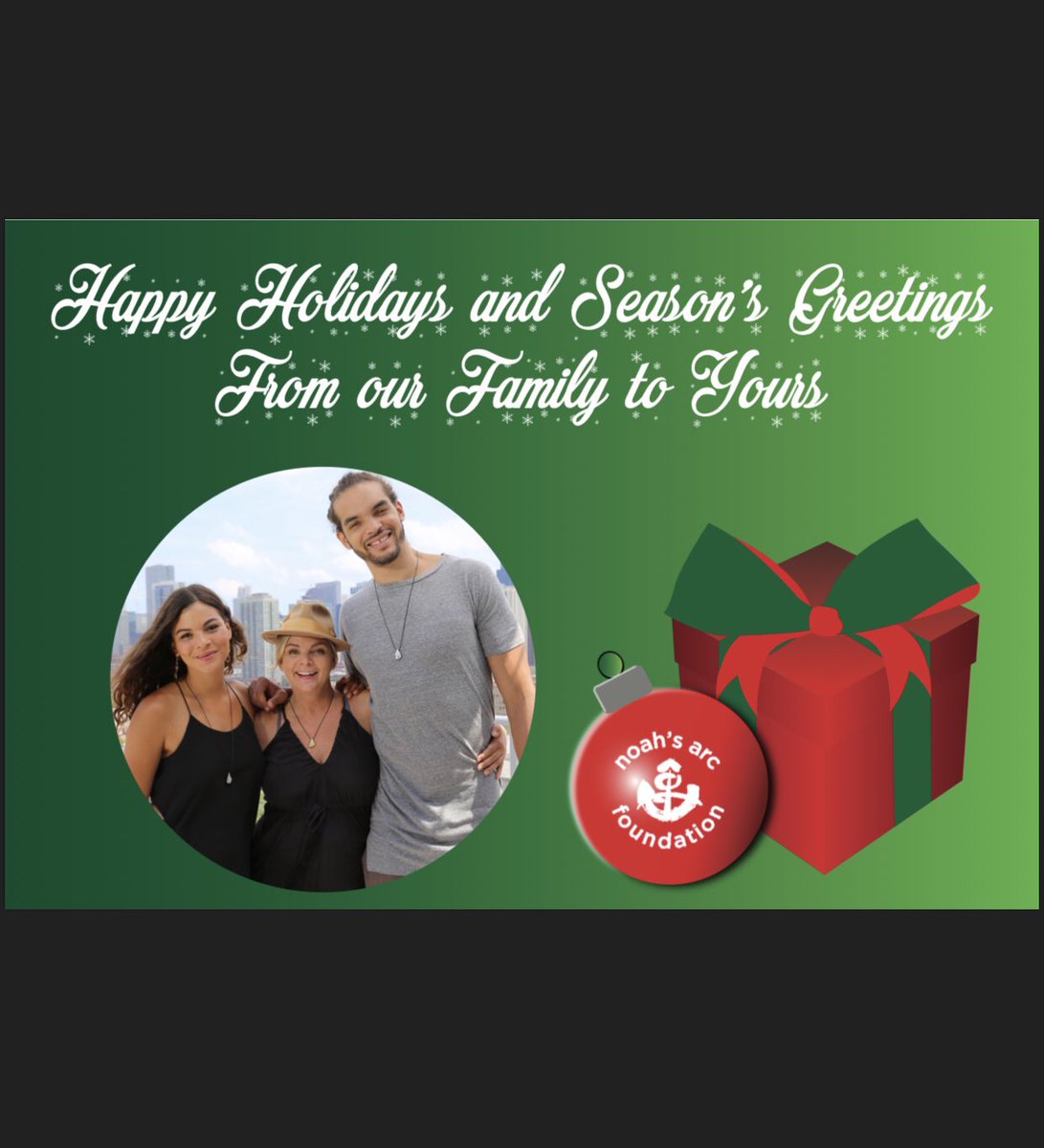 NoahsArcFdn's tweet photo. Season’s Greetings from our Family to yours! #NAF #RockYourDrop #HappyHolidays https://t.co/a5TDCvT6I1