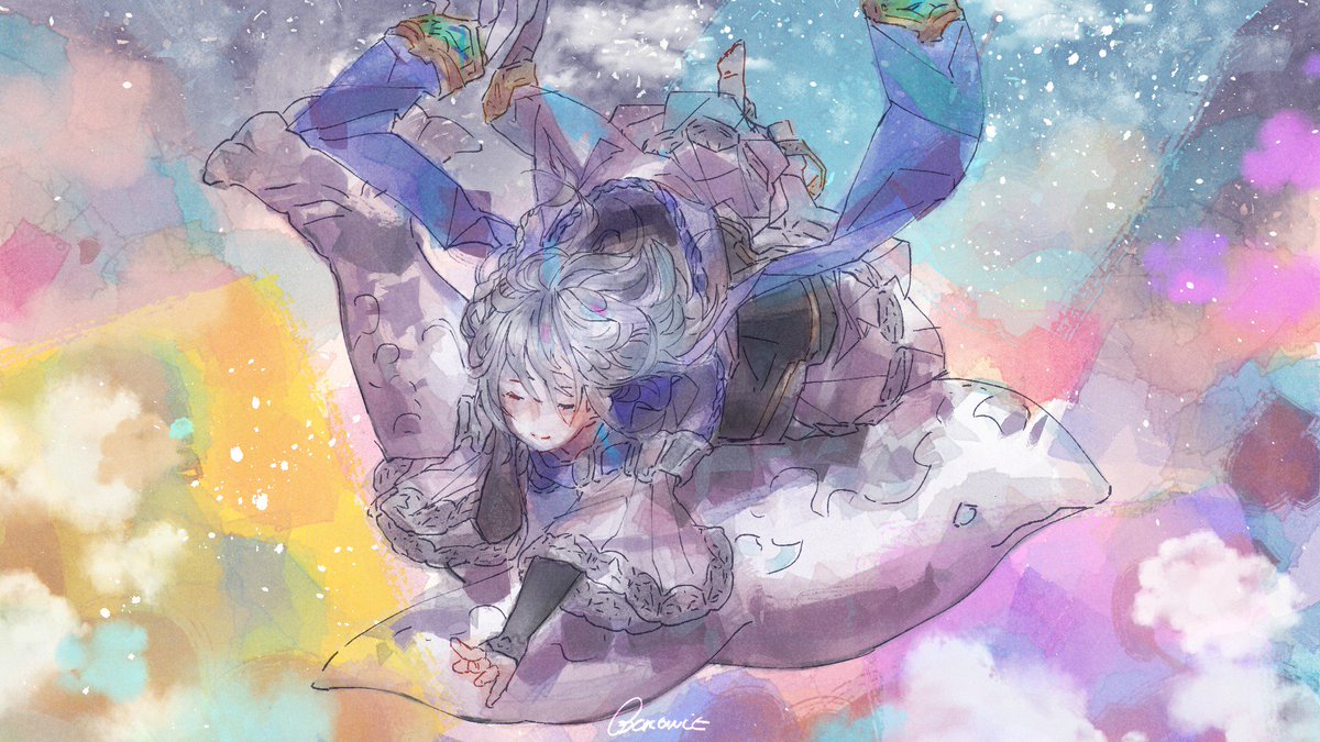 tencgu's tweet photo. MERRY CHRISMAS @pchbr i was your secret santa and i drew a dreamy noa~! have a happy holidays!!! ❄️✨ #GBFSS2018 @Granblue_SS https://t.co/MsYVLKXOYg