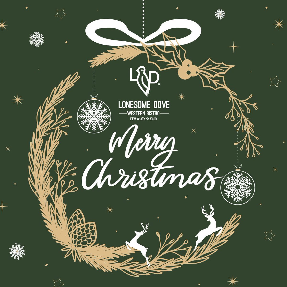 #MerryChristmas to you and yours from <a href="/LonesomeDoveATX/">Lonesome Dove Austin</a>--we resume normal business hours tomorrow for dinner at 4PM! #happyholidays #austin #eatdrinkandlivewell