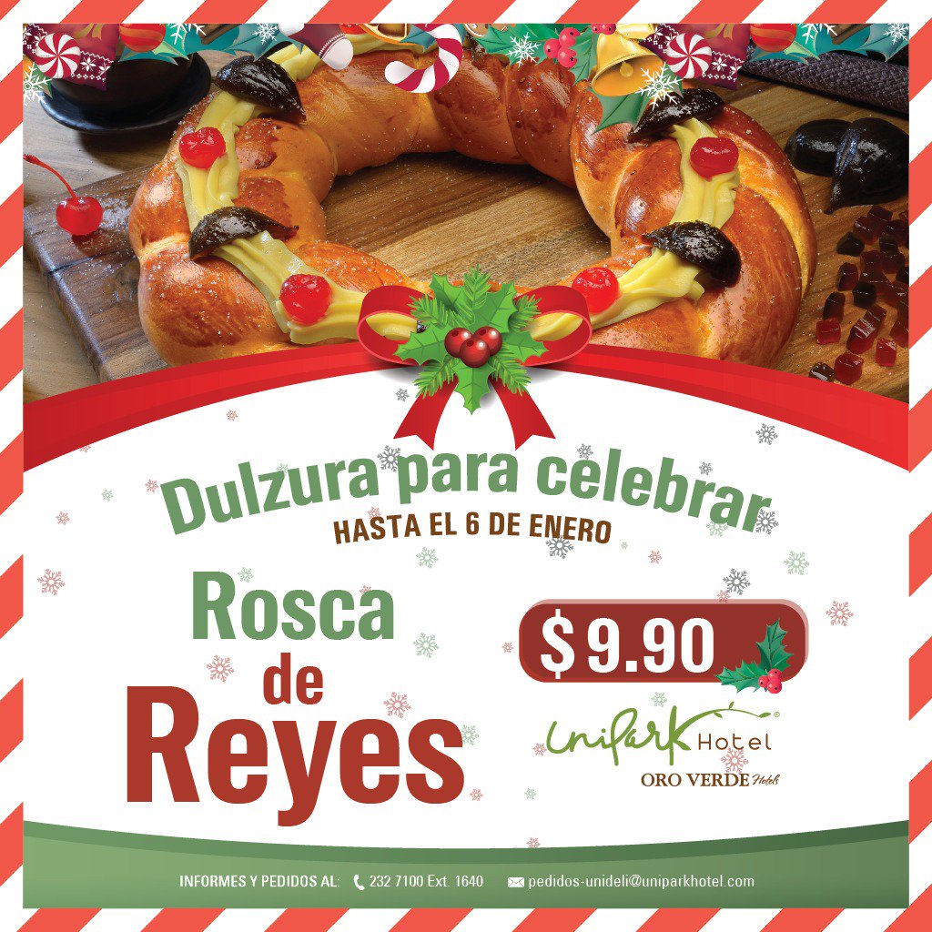 ¡En Unipark seguimos llenando corazones esta navidad! ¿Ya probaste nuestra Rosca de Reyes? Ven por ella y sorprende a todos en estas festividades navideñas <3 #Navidad #Unipark #RoscaDeReyes