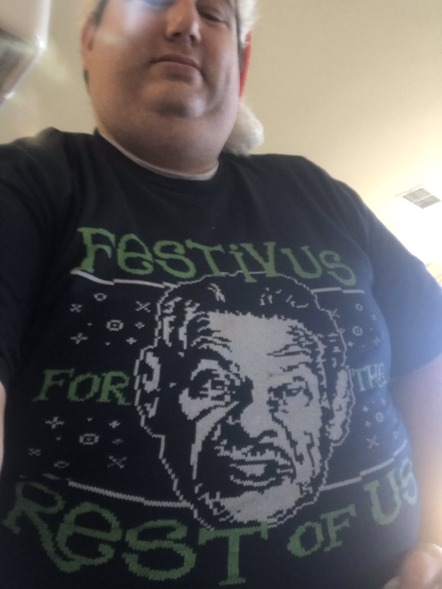 ninetoedzombie's tweet photo. Finally got a chance to wear my #Festivus shirt! #MerryChrismas #Costanza #Seinfeld https://t.co/RwhOAfW1uA