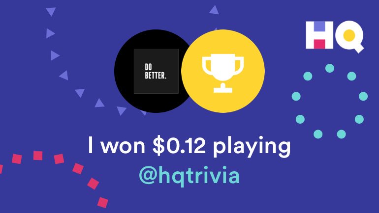 JohnSmith_FL's tweet photo. I just won $0.12 on @hqtrivia! You should play too. Use my code "johnSmizzle" @SandyFlip_Flops @ItsDylanSchmer https://t.co/xQGlDkSTAm