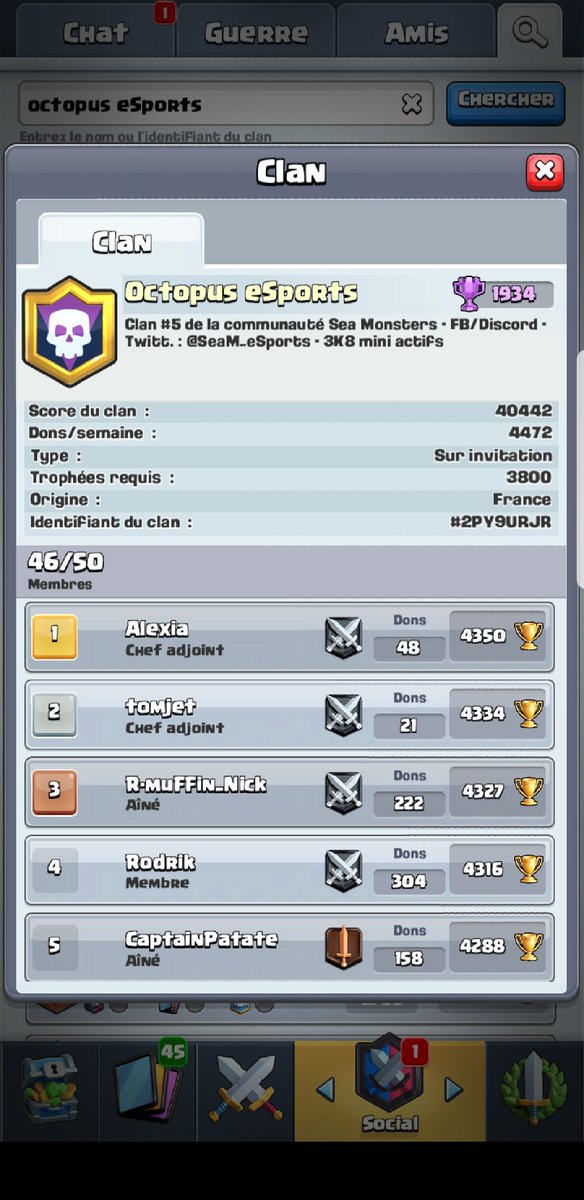 On recrute sur 4 de nos clans 
Cthulhu: 5k4 mini 
Kraken: 4k6 mini
Kroll: 4k3 mini 
Octopus: 4k mini 
Passez DM si besoin