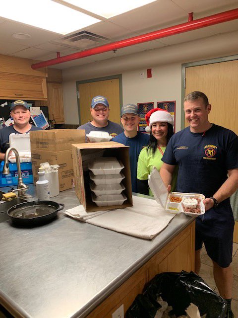 mckinneytxfire's tweet photo. McKinney firefighters on duty Christmas Day enjoying meals provided by the feed-a-hero group! #feedahero #workingchristmas https://t.co/8C5gqwT1rR
