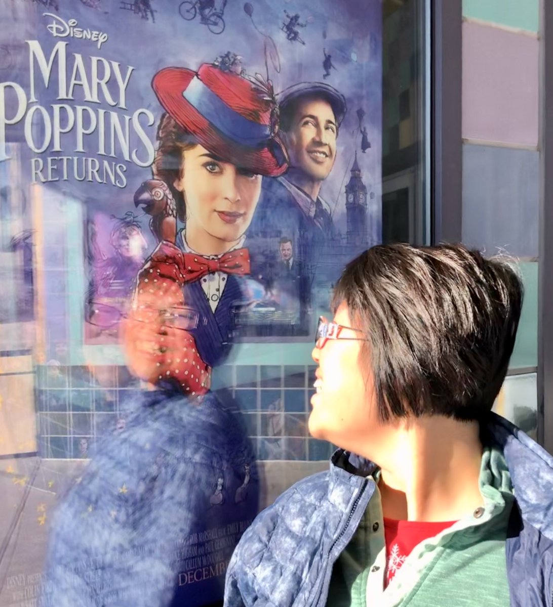 L4Laugh's tweet photo. After months of waiting, we finally saw the movie “Mary Poppins Return”. I planned it ahead: I asked my dad to buy tickets online (AMC assigns sear numbers). I think Mary is a “super-nanny” who helps families in difficulty: dancing & imagining help thinking! #ProjectTEAMTuesday https://t.co/vIqPCy2uhM