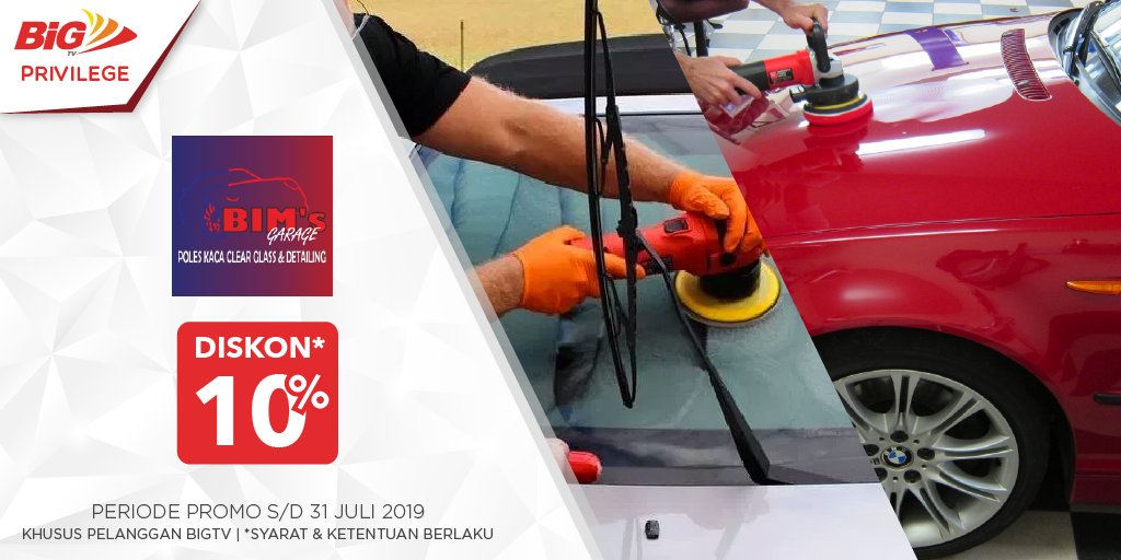 BIMS Garage adalah tempat poles kaca dan detailing interior mobil yang terletak di Timur Jakarta ini akan memenuhi kebutuhan Bigmate dalam masalah kerapihan dan keindahan kendaraan anda. Serta dapatkan diskon sebesar 10% khusus untuk Bigmate.

Klik : bigtvhd.com/bimsgarage