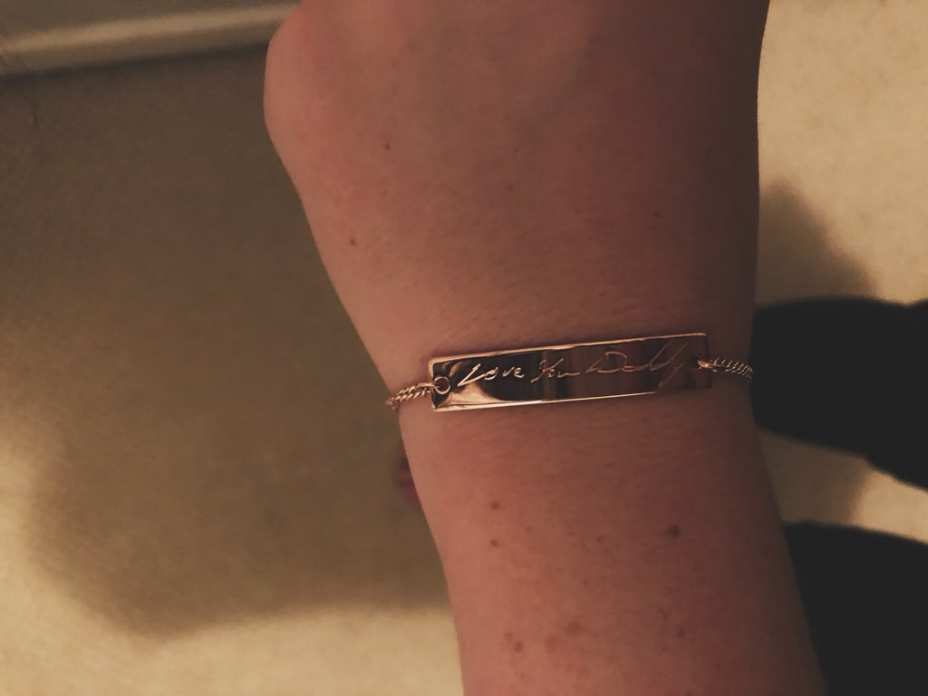 paitingrace's tweet photo. If you didn’t know my dad passed away May 3rd 2016. This Xmas my boyfriend gave me the most special gift I could ask for, a bracelet with his handwriting from a card addressed to me. I miss him sm but now I’ll always have him with me! https://t.co/Rm4l2MzOZM
