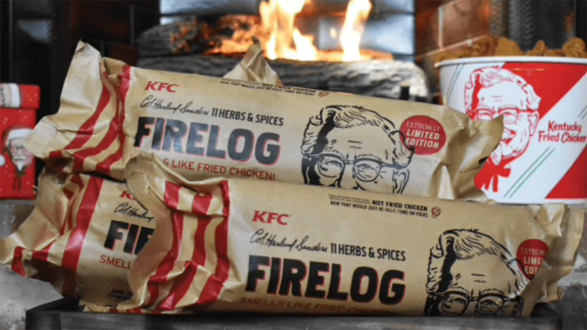 IGN's tweet photo. KFC has announced a fried chicken-scented firelog just in time for the holidays:

https://t.co/ktmBpkYDpG https://t.co/Wl0Fjm5Tp2
